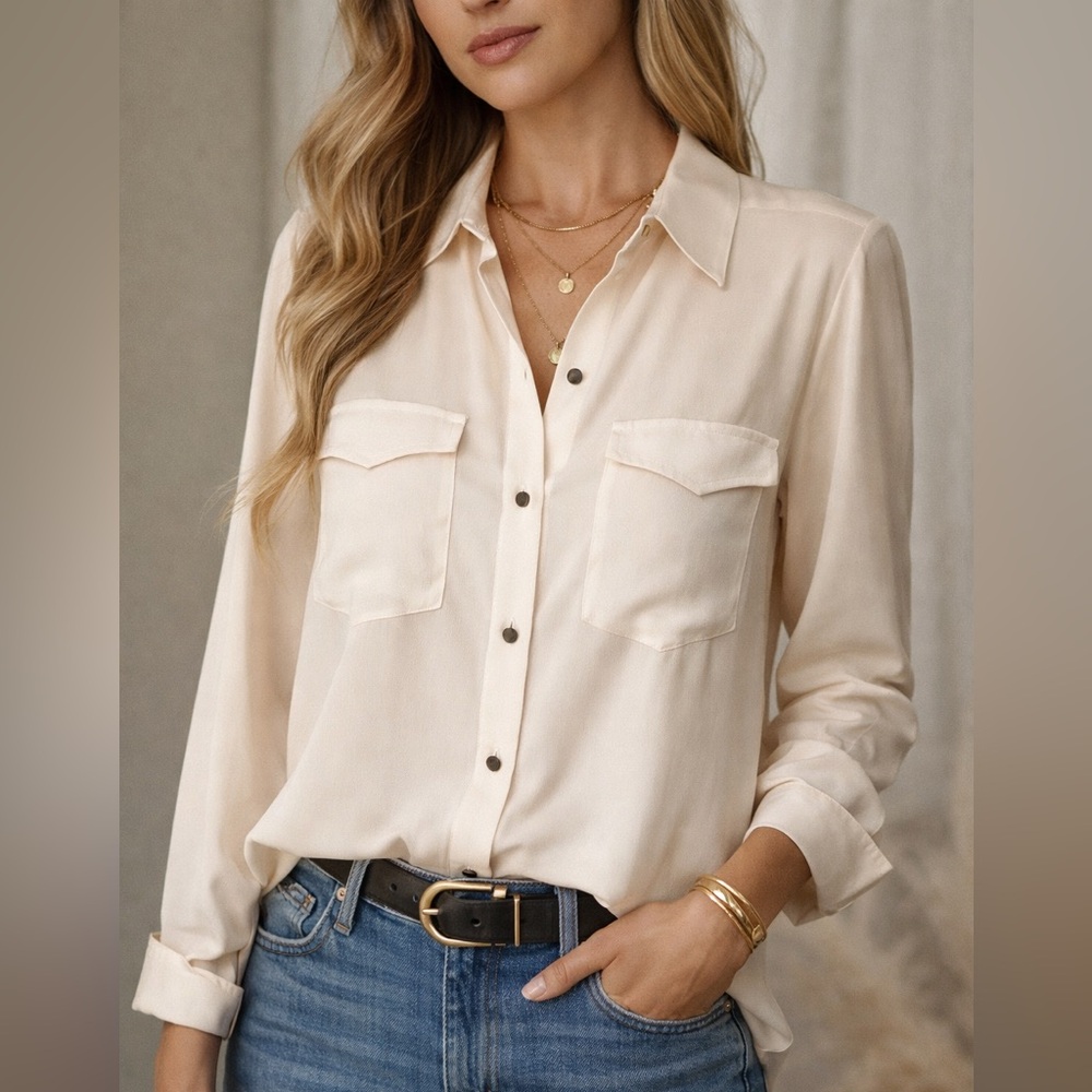 Club Monaco | Silk Blouse with French Style Cuffs